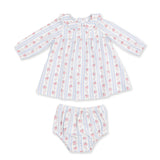Angel Dear Girls Anna Floral Stripe Collard Dress With Bloomers