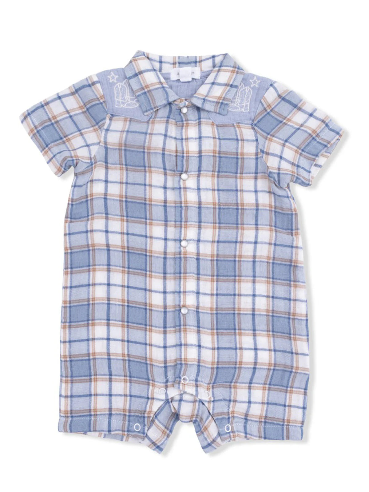 Angel Dear Western Pearl Snap Baby Boys Shortie Romper