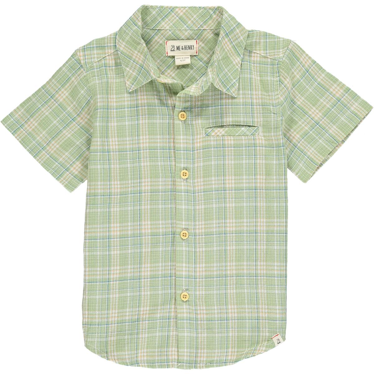 Short Sleeve Sage/Blue Boys Shirt Helford