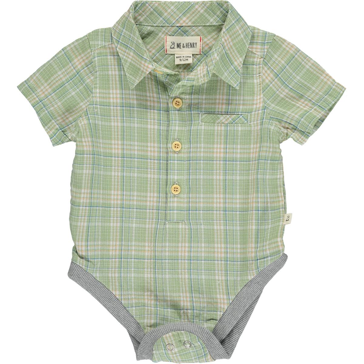 Helford Sage/Blue Short Sleeved Boys Bodysuit