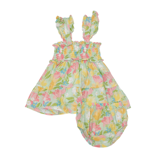 Smocked Spring Tulips Girls Sun Dress