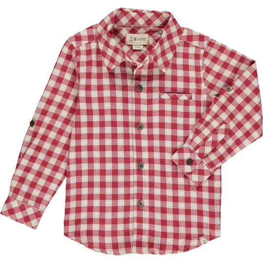 Red Plaid Boys Long Sleeve Shirt